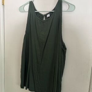 Old Navy Olive Green Scoop Neck Tank with Scalloped Trim